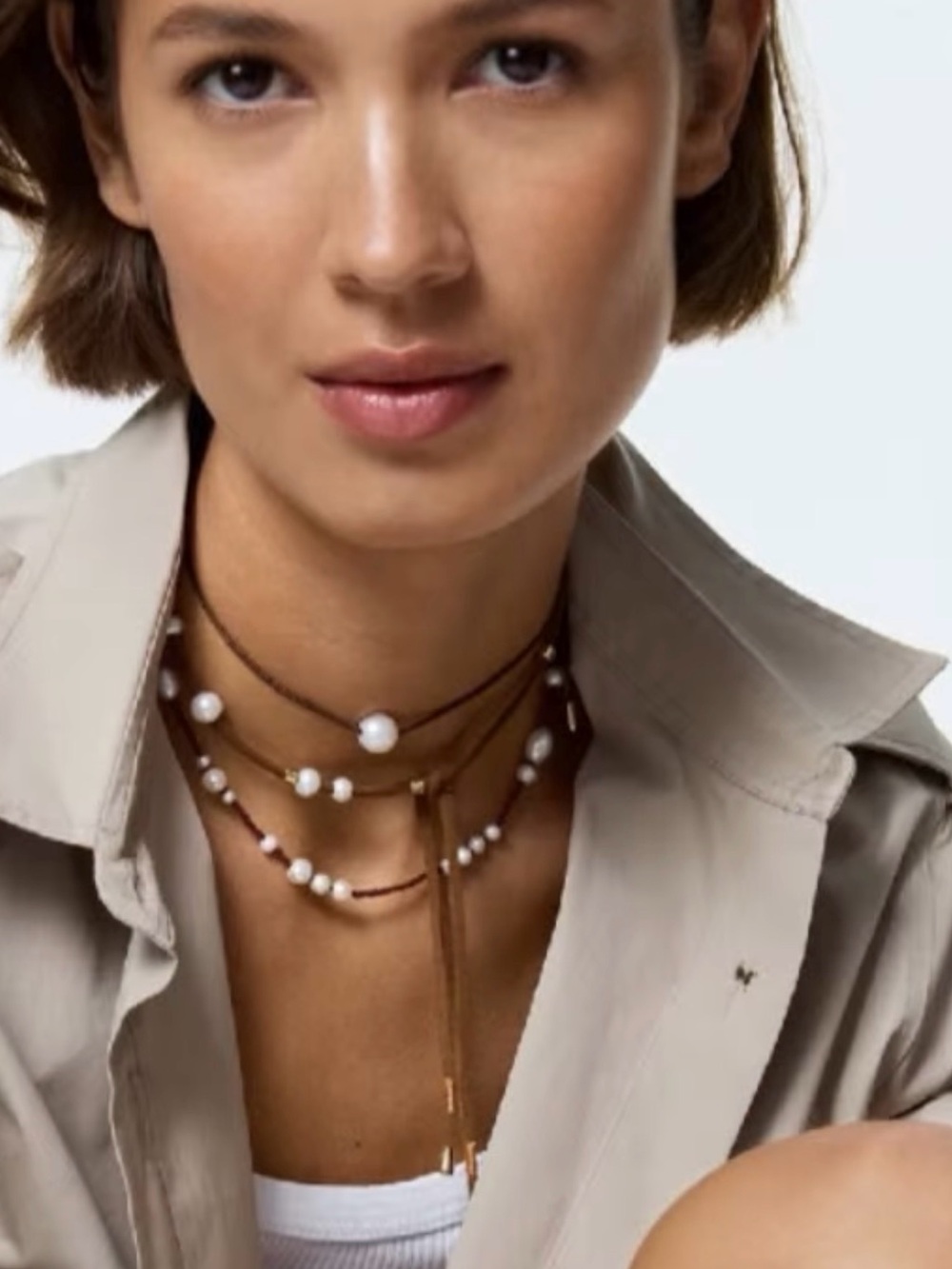 Roxanne Assoulin Brown Cord Pearl Choker Necklace - Picture 4 of 12